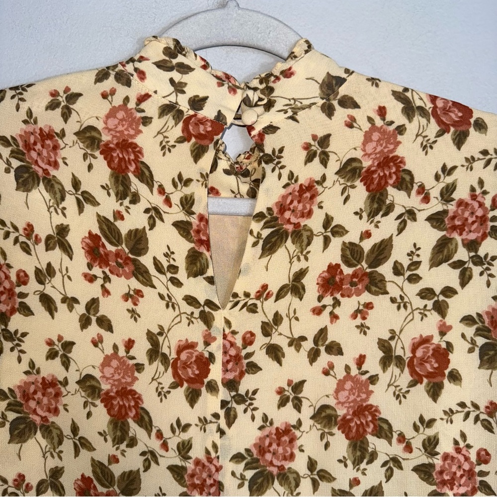 Reformation Ruffled Verenna Floral Print Dress-Crepe-Long Sleeve-Yellow-Medium - Picture 9 of 14
